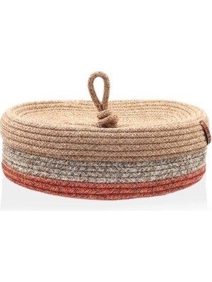 The Mia SPT0024 Jutte Kapaklı Oval Sepet Bambu Kiremit 35X24X12 cm