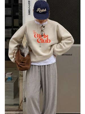 Monila Kadın Premium Kumaş 3 Iplik Girls Club Baskılı Sweatshirt