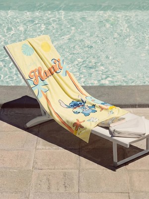Lc Waikiki Yeni Sezon Ekru Stitch Baskılı Pamuklu Plaj Havlusu 70X150 cm