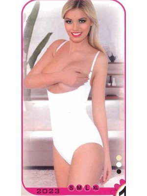 Zamerya Beyaz Kadın Göğüs Altı Ince Askılı Body Korse Toparlayıcı S-Xl 2023