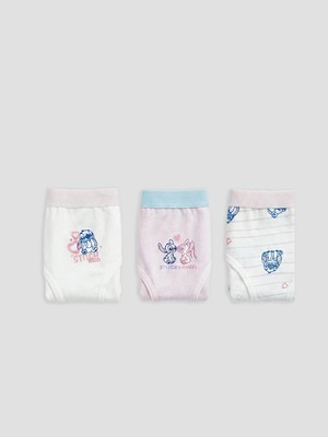 Lc Waikiki Yeni Sezon Ekru Stitch ve Angel Baskılı Kız Çocuk Külot 3'lü