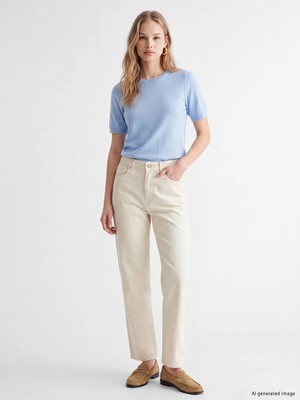 Lc Waikiki Yeni Sezon Ekru Straight Fit Kadın Jean Pantolon