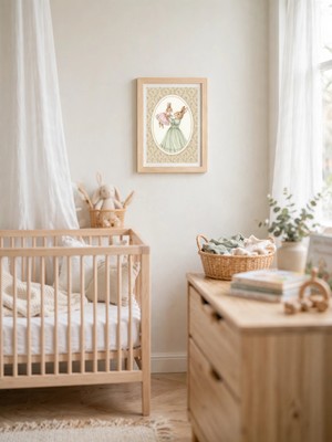 Belirtilmemiş Anne ve Yavru Tavşanlı Bebek Odası Tablosu - Iskandinav Çocuk Odası Duvar Dekoru 20X30 cm Ahşap