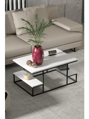 Ulu Pazarlama Deluxe Raflı Orta Sehpa Beyaz