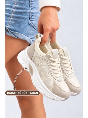 Albishoes Kadın Mevsimlik Kışlık Rahat Köpük Taban Ortopedik Kalın Yüksek Sneaker Kadın Spor Ayakkabı