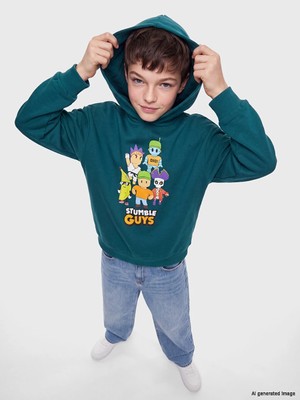 Lc Waikiki Yeni Sezon Petrol Stumble Guys Baskılı Erkek Çocuk Sweatshirt