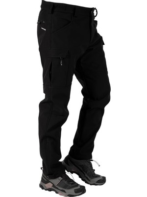 Snowmount Yeni Model Siyah Renk Outdoor Soğuğa Karşı Dayanıklı Içi Polarlı Kışlık Softshell Paça Fermuarlı Şık Pantolon