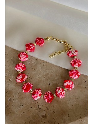 Dore Collection Pembe Batik Desenli Istiridye Bileklik