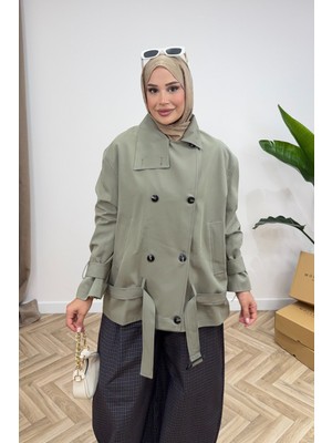 Salisburys Molly Nelly Kadın Dik Yaka Midi Boy Kemerli Trençkot