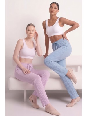 Farya Home 2li Set Kalın Kışlık Şeritli Interlok Örme Yumuşak Tuşe Pijama Altı