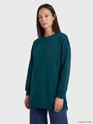 Lc Waikiki Yeni Sezon Petrol Soft Touch Kadın Sweatshirt Tunik