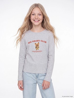 Lc Waikiki Yeni Sezon Gri Teddy Bear Baskılı Kız Çocuk Tişört