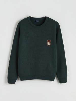 Lc Waikiki Yeni Sezon Yeşil Teddy Baskılı Erkek Çocuk Triko Kazak