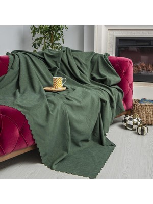 Tr Koltuk Örtüsü Şönil Kaymaz Çift Taraflı Çekyat Örtüsü Koltuk Şalı 175X215 - Yeşil