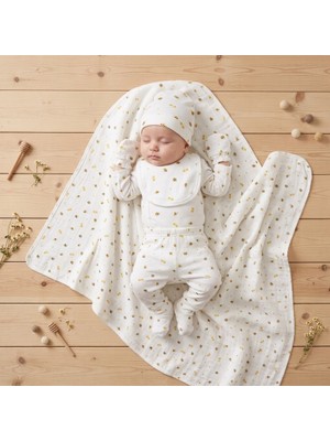 Asyaden Baby Kız Erkek Bebek 7'li Yenidoğan Hastane Çıkış Seti -Arı Desenli Zıbın Seti, 0-3 Ay, %100 Pamuk