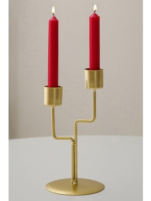 Tr 2 Li Metal Asimetrik Gold Şamdan Dekoratif Mumluk CIN993SR