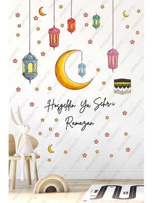 Tr Hoşgeldin Ya Şehri Ramazan Duvar ve Cam Sticker Seti, Ramazan Temalı Dekoratif Çıkartma, Hil