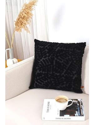 Tr Bohem Özel Tasarım Punch Panç Desen Kare Dekoratif Kırlent Kılıfı 50X50 cm Forest Siyah