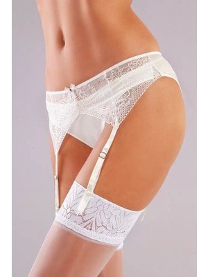 Esranın Dünyası Gala Lace Garter Belt, Kadın Dantelli Ekru Jartiyer