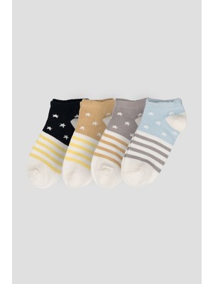 Defne Baby 4 Çift Yazlık Pamuklu Erkek Çocuk ve Bebek Patik Çorabı