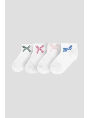 Defne Baby 4'lü 8 Çift Yazlık Pamuklu Kız Çocuk ve Bebek Patik Çorabı
