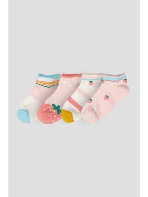 Defne Baby 4 Çift Yazlık Pamuklu Kız Çocuk ve Bebek Patik Çorabı