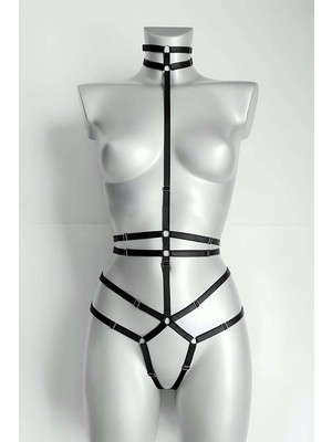 Esranın Dünyası Ağ Kısmı Açık Seksi Jartiyer Harness - BRF370