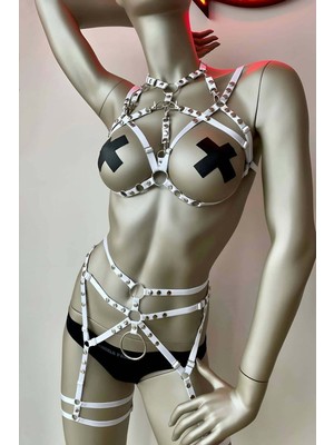 Esranın Dünyası Beyaz Elastik Fantazi Jartiyer Harness