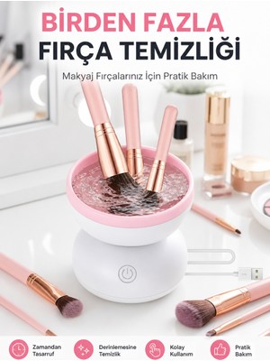 Esranın Dünyası Elektrikli Makyaj Fırçası Temizleyici USB ile Çalışan Otomatik Fırça Yıkama Makinesi Yeni Nesil - Lisinya