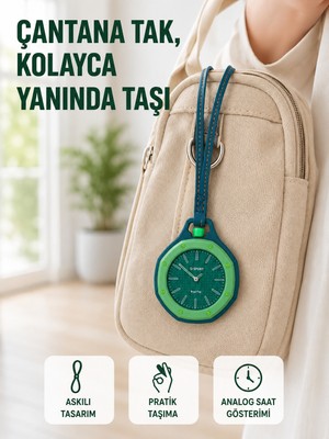 Esranın Dünyası Askılı Analog Saat Pantolon Kemer ve Çanta Aksesuarı Yeşil - Lisinya
