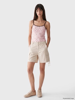 Lc Waikiki Yeni Sezon Pembe U Yaka Puantiyeli Ip Askılı Kadın Crop