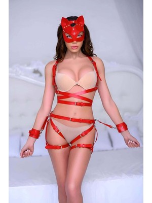 Esranın Dünyası Kelepçeli Jartiyer ve Maske Göğüs Harness Takımı - BRF1036