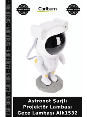 Carlburn Özel Üretim Dekoratif Çocuk Odası Hediye Astronot Şarjlı Projektör Lambası Gece Lambası ALK1532