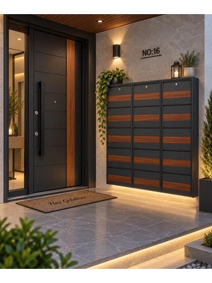 Karlı 5+5+5 Kilitli Antrasit Desenli 30 Çift Kapasiteli Şık Metal Ayakkabılık
