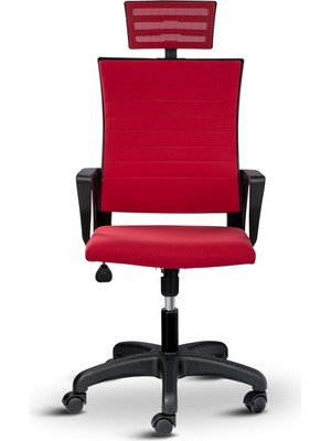 Tr Rigel Ergonomik Ofis Koltuğu, Başlıklı, Yükseklik Ayarlı, Silinebilir Kumaş, Plastik Ayakl