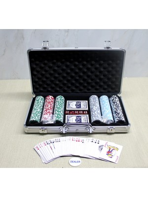 Emt Pazarlama® Metal Çantalı 300 Chip ve 2 Adet Iskambil Kağitına Sahip Poker Oyunu ALK3549