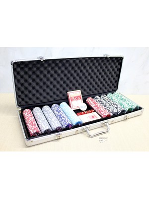 Emt Pazarlama® Metal Çantalı 500 Chip ve 2 Adet Iskambil Kağitına Sahip Poker Oyunu ALK3550