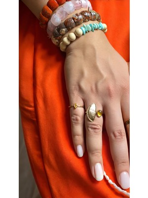 Dielna | Glow Rıng | Sitrin Taşlı Kadın Yüzüğü