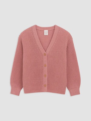 Lc Waikiki Yeni Sezon Pembe V Yaka Kız Çocuk Triko Hırka