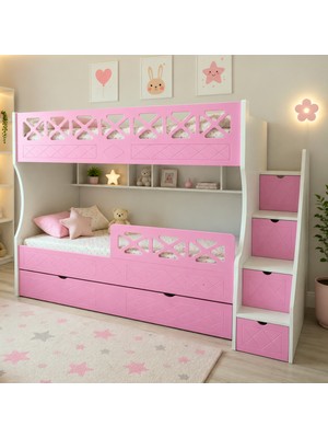 Mürsel Mobilya Pembe Çapraz Desenli Mdf Ranza
