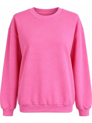 Trender O Yaka 3 Ip Pembe Kadın Sweatshirt 27KDT1000011