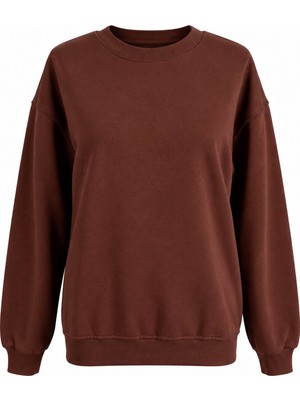 Trender O Yaka 3 Ip Koyu Kahve Kadın Sweatshirt 27KDT1000011