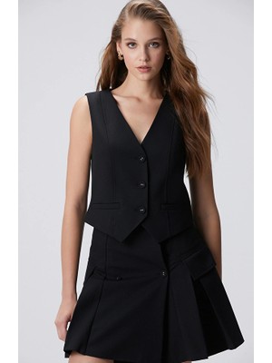 Network Black Wool Blend Vest