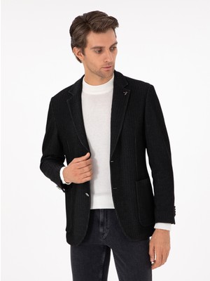 Cacharel Black Slim Fit Wool Blend Blazer