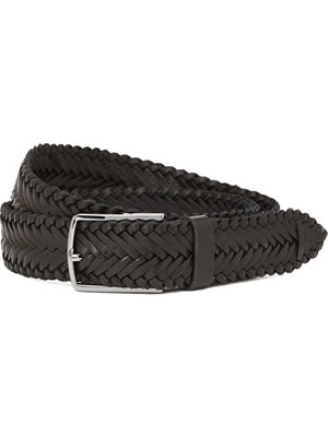 Network Black Braided Men's Leather Belt