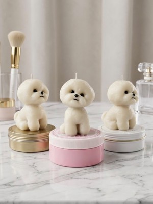 3 Parça Sevimli Köpek Model Dekoratif Mum