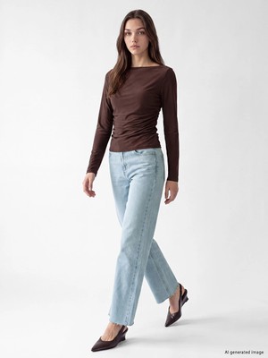 Lc Waikiki Yeni Sezon Indigo Yüksek Bel Wideleg Kadın Jean Pantolon