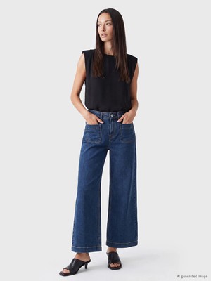 Lc Waikiki Yeni Sezon Indigo Yüksek Bel Wideleg Kadın Jean Pantolon