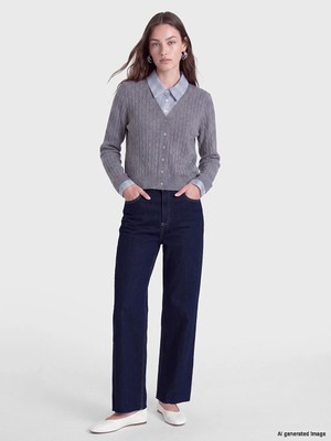 Lc Waikiki Yeni Sezon Indigo Yüksek Bel Wideleg Kadın Jean Pantolon
