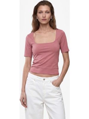 Koton Pamuklu Slim Fit Kısa Kollu Kare Yaka Tişört